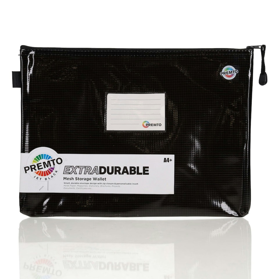 image 1 of A4+ Extra Durable Jet Black Mesh Storage Wallet by Premto