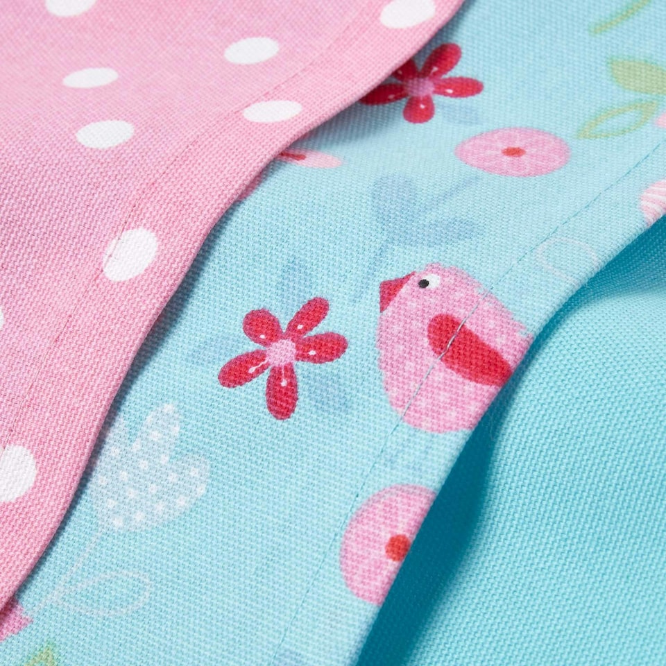 image 1 of Homescapes Cotton Birds and Flowers Pink Blue Tea Towels Set Of Three