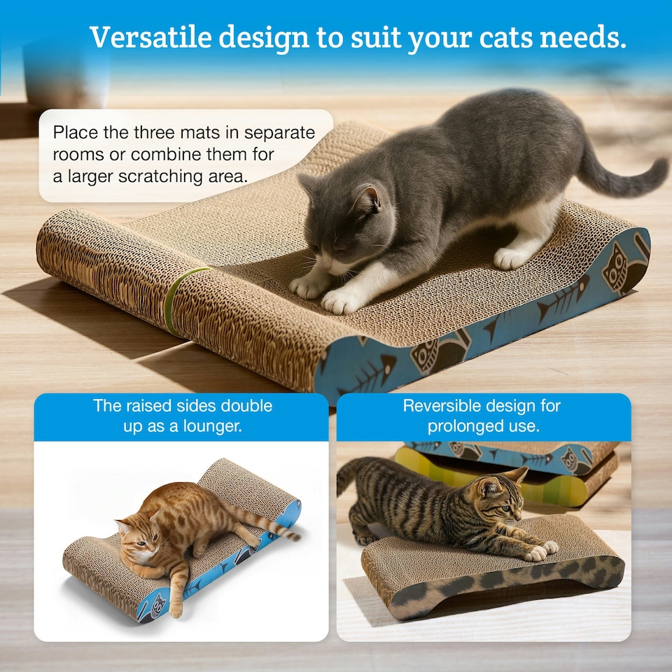 image 1 of Milo & Misty Cat Scratching Boards with Catnip Pack of 3