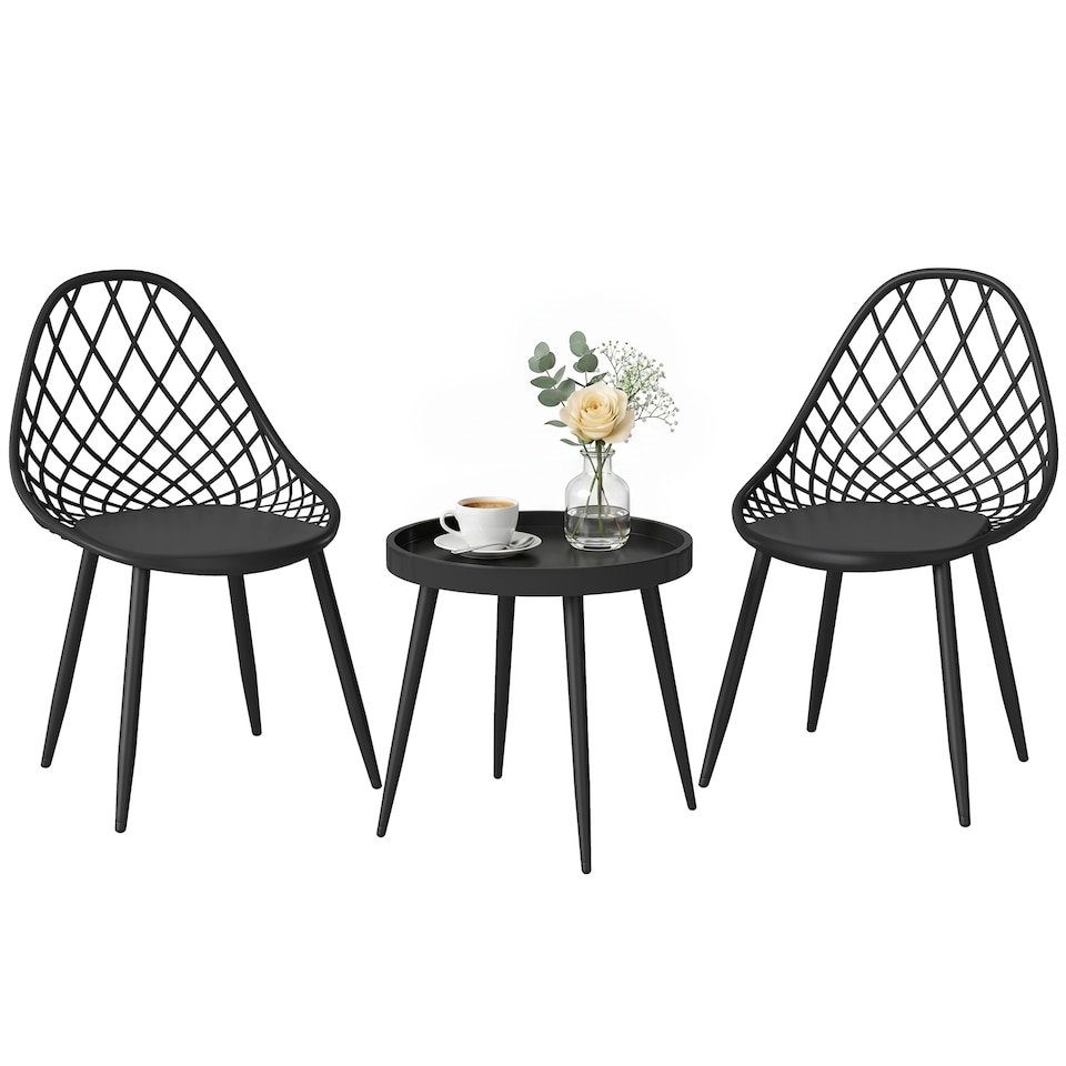 image 1 of Outsunny 3-Piece Outdoor Bistro Set Patio Furniture for Garden, Balcony