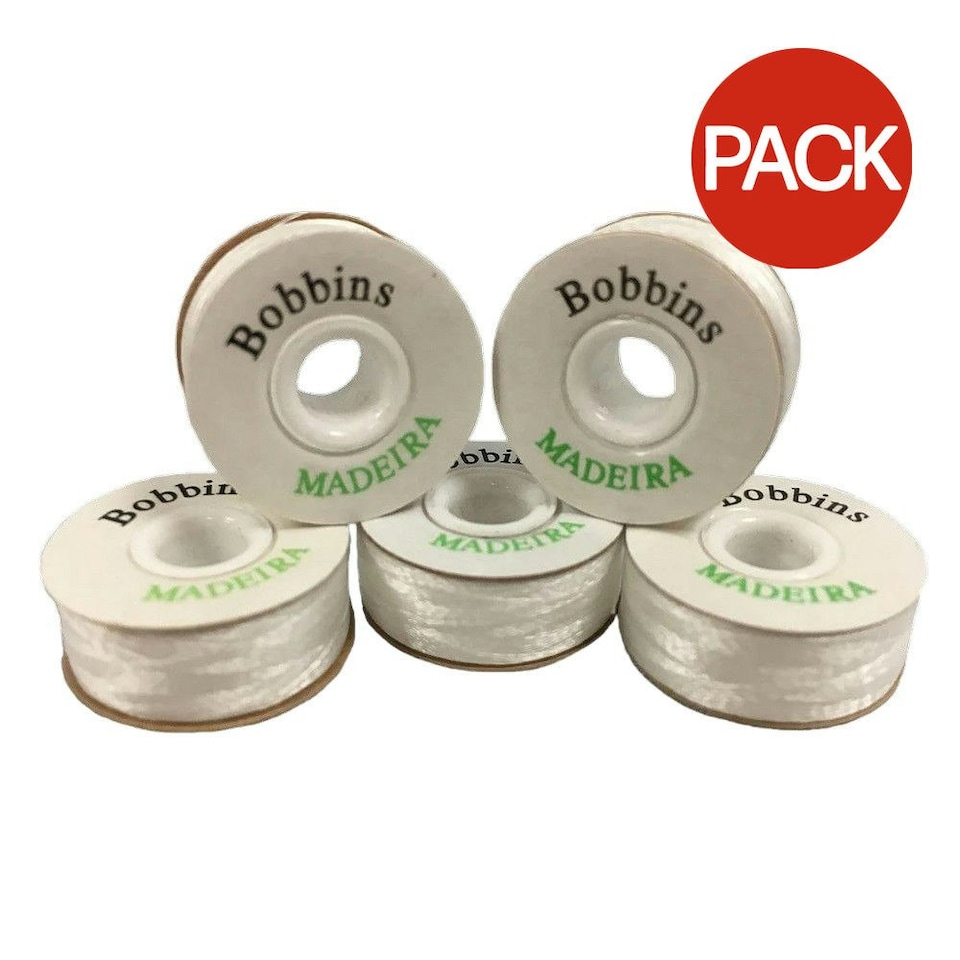 Madeira Pre-Wound Bobbins (Pack of 144) - White - One Size