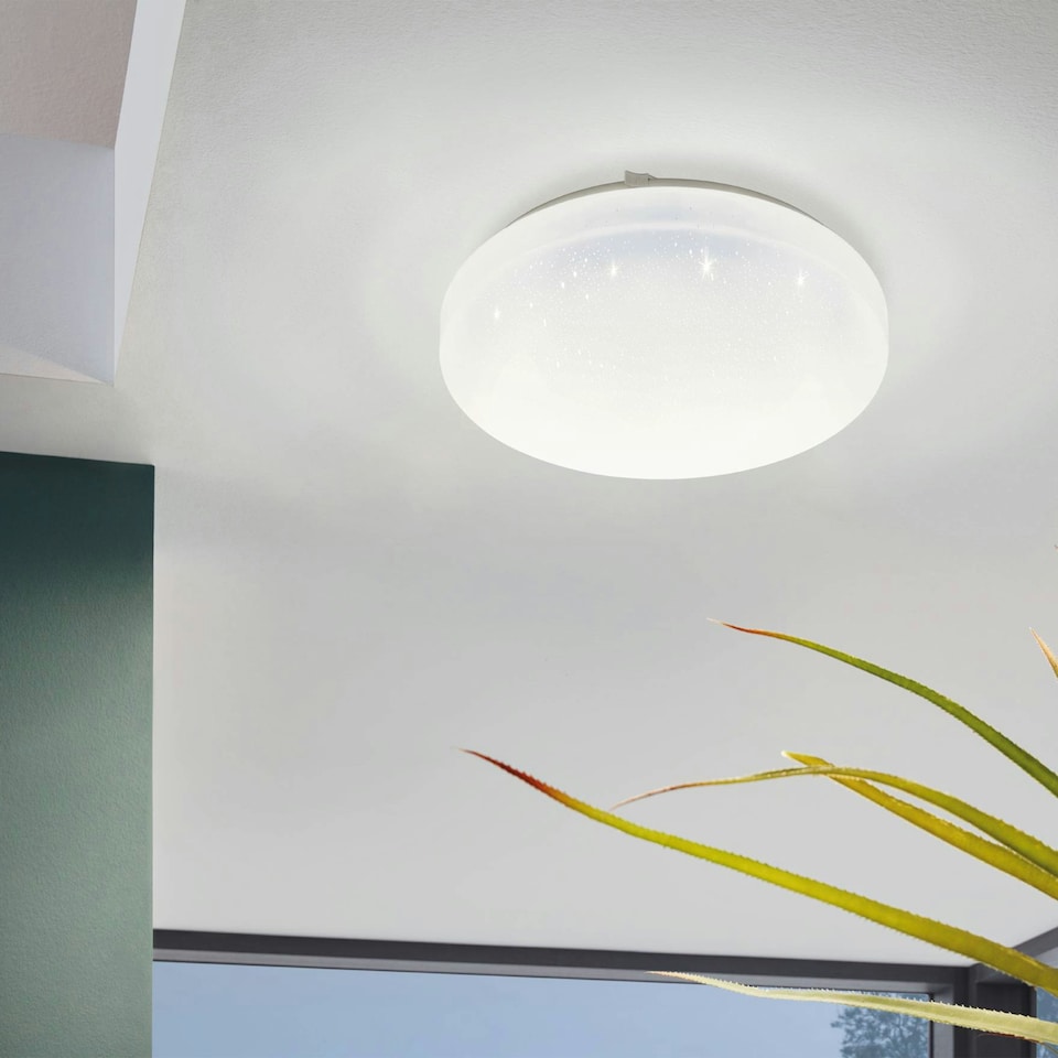 image 1 of EGLO Frania-S Rounded White Crystal Effect Wall or Ceiling Light
