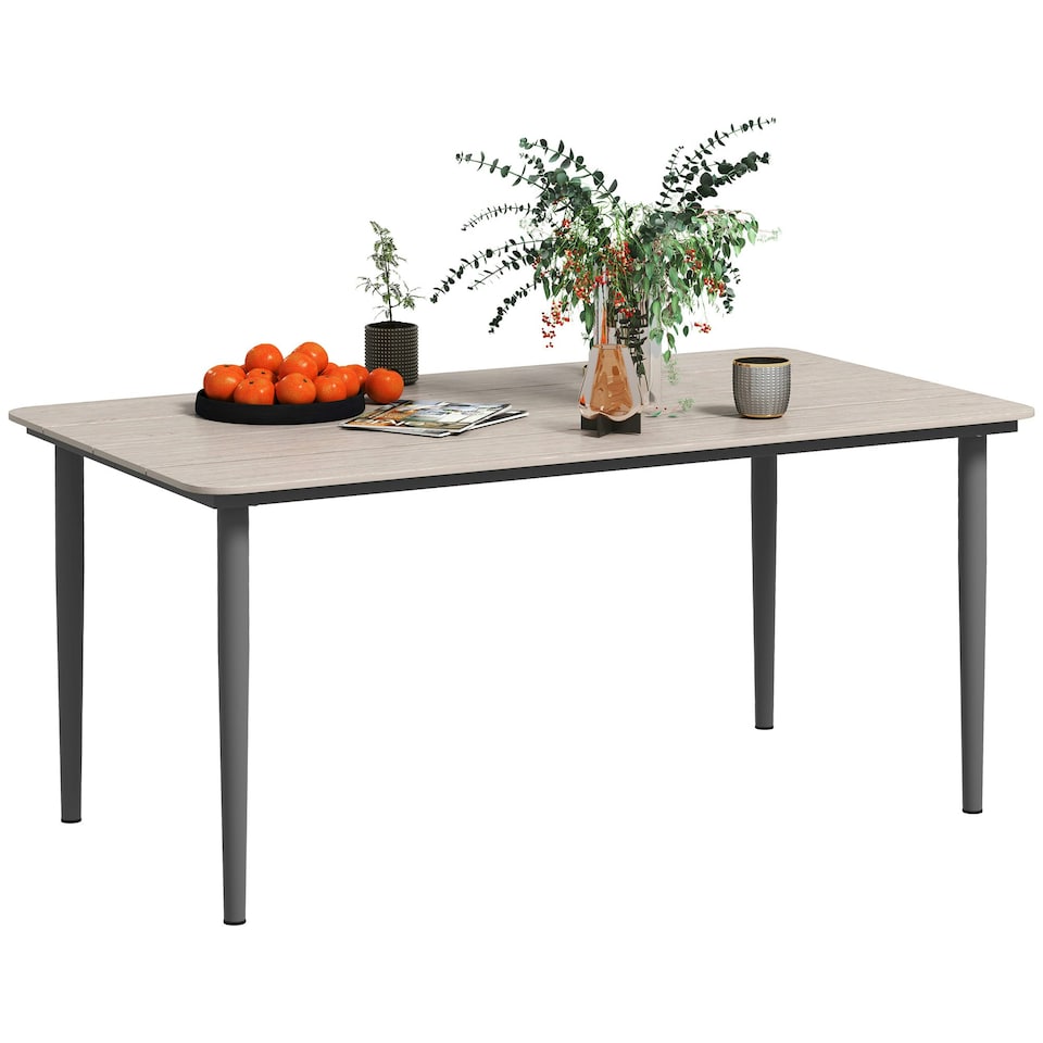 image 1 of Outsunny Garden Table with Rust Resistant Metal Frame, Light Grey Grey | Light Grey