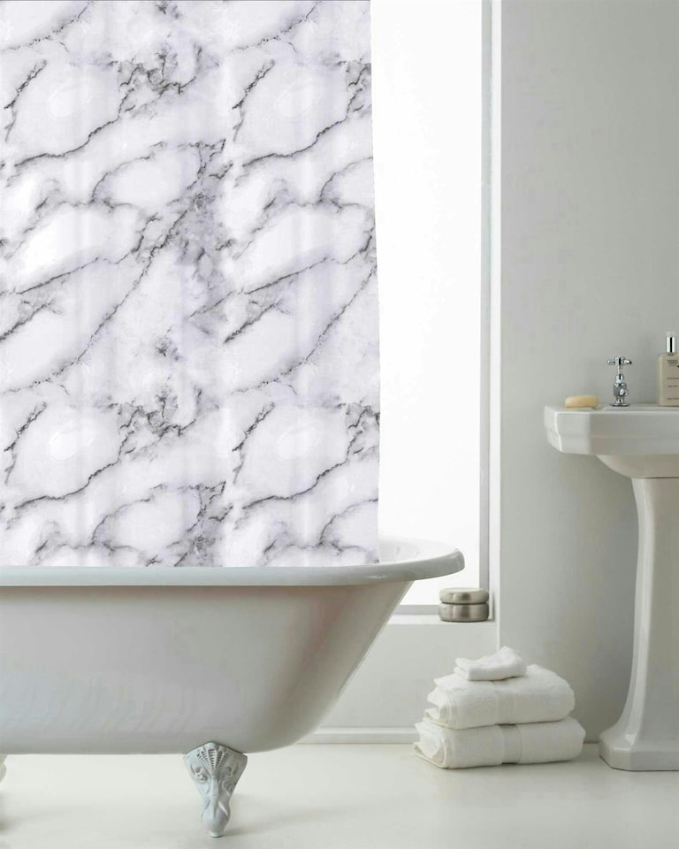 image 1 of Marble Shower Curtain - White - 180x180cm | White