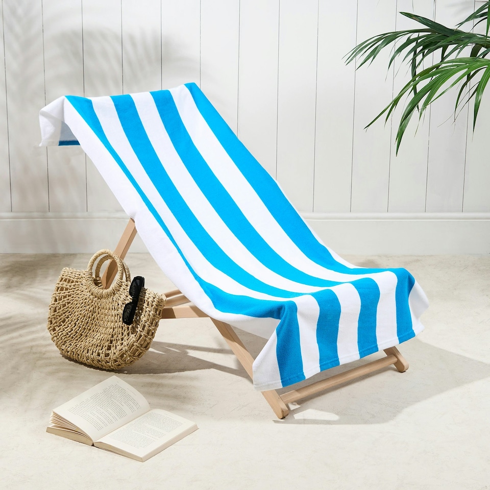 image 1 of OHS Vertical Stripe Soft Absorbent Quick Drying Travel Holiday Summer Beach Bath Towel Orange | One size