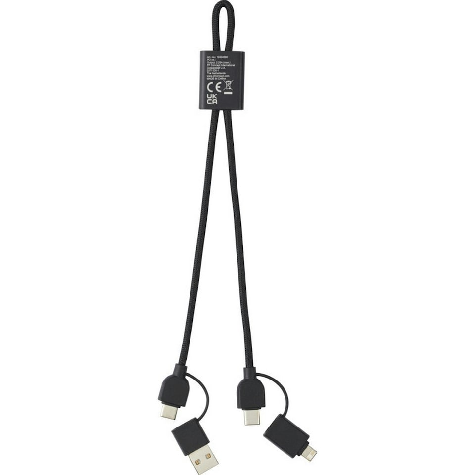 image 1 of Tekio Aluminium 6-In-1 Mobile Phone Charger - Solid Black - One Size