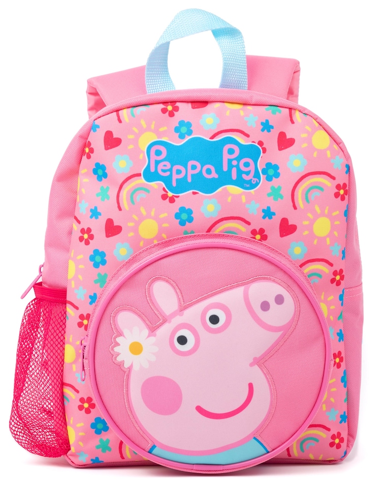 image 1 of Peppa Pig Girls Backpack Set | Kids 4 Piece Pink Rucksack Set with School Bag, Pencil Case, Lunch Bag & Water Bottle | Peppa & George Pig Complete Matching Accessory Bundle | Back to School Gifts | Pink | Pink