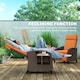 image 3 of Outsunny Garden Recliner with Cushion, Rattan Recliner Chair with Armrests | Orange | Orange cushion | One Size