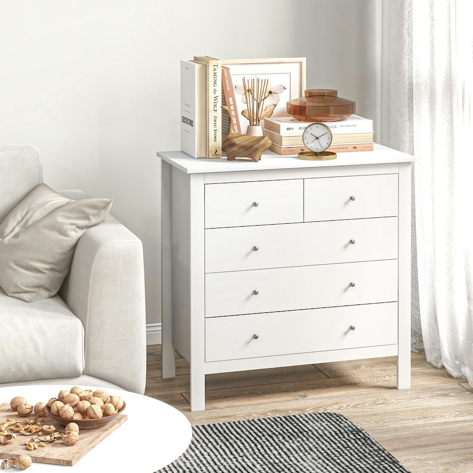 image 1 of HOMCOM Modern Chest Of Drawers, 5 Drawer Unit Storage Chest for Bedroom