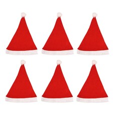 Santa Hat with Bobble Children Christmas Fancy Dress - Pack of 6