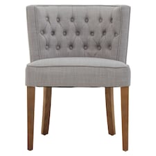Interiors by Premier Grey Fabric Dining Table, Button Tufted Design Accent Dining Table, Back Living Room Chair with Wooden Legs Grey