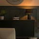 image 2 of ValueLights Modern Copper Caped Black Marble Effect Table Lamp With Black Drum Shade