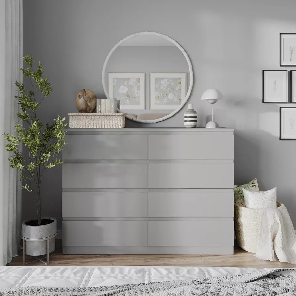 image 1 of Minimalist Chest of 8 Drawers - 88.3x120x35cm | Grey | Grey & Grey | 1