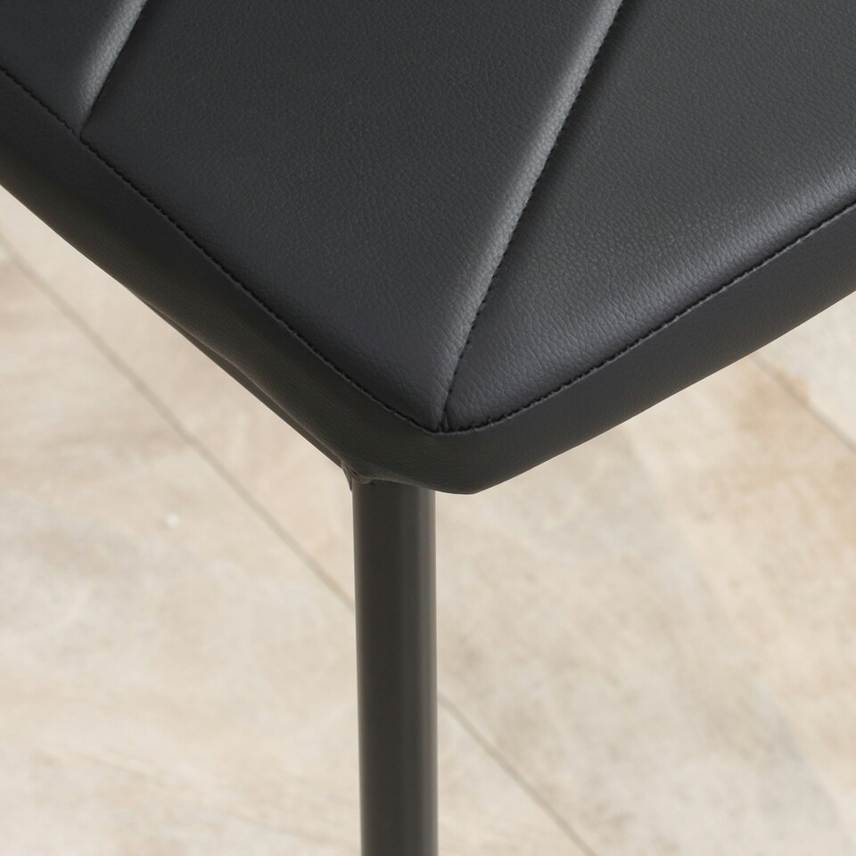 image 1 of HOMCOM 4-Pieces Dining Chairs, Faux Leather Kitchen Chairs, Black Black