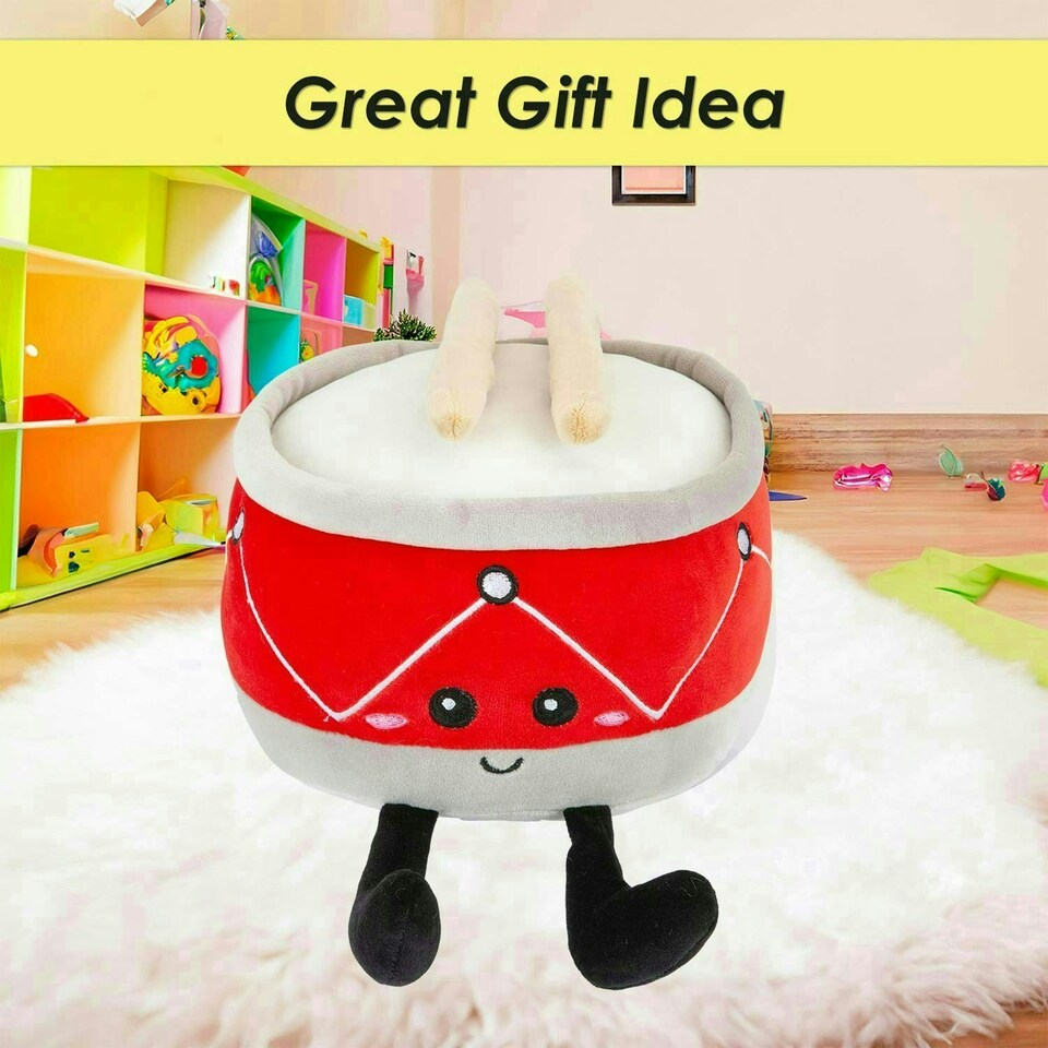 image 1 of Drum Soft Toy Cute Plushie Huggable Cuddly Stuffed Toy 27cm Red