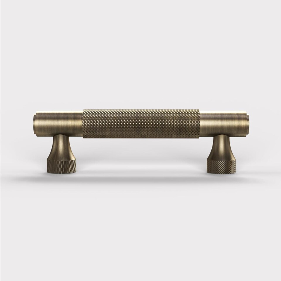image 1 of Pushka Home Solid Brass Knurled Bar Handle 224mm - Antique Gold