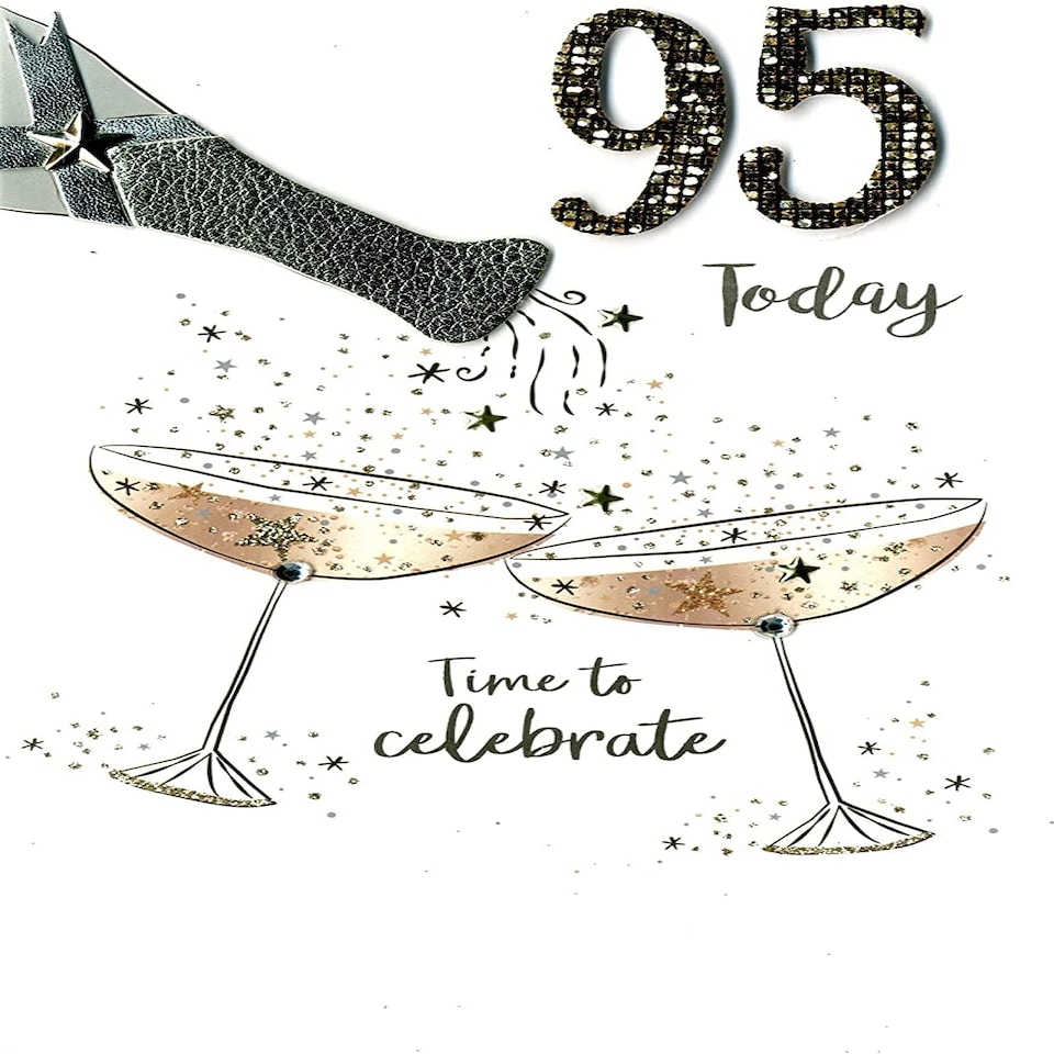 image 1 of 95th Birthday Greeting Card Hand-Finished Champagne Range Cards