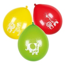 Assorted Safari Animals Air Fill Latex Balloons 25cm / 10 in - Pack of 6