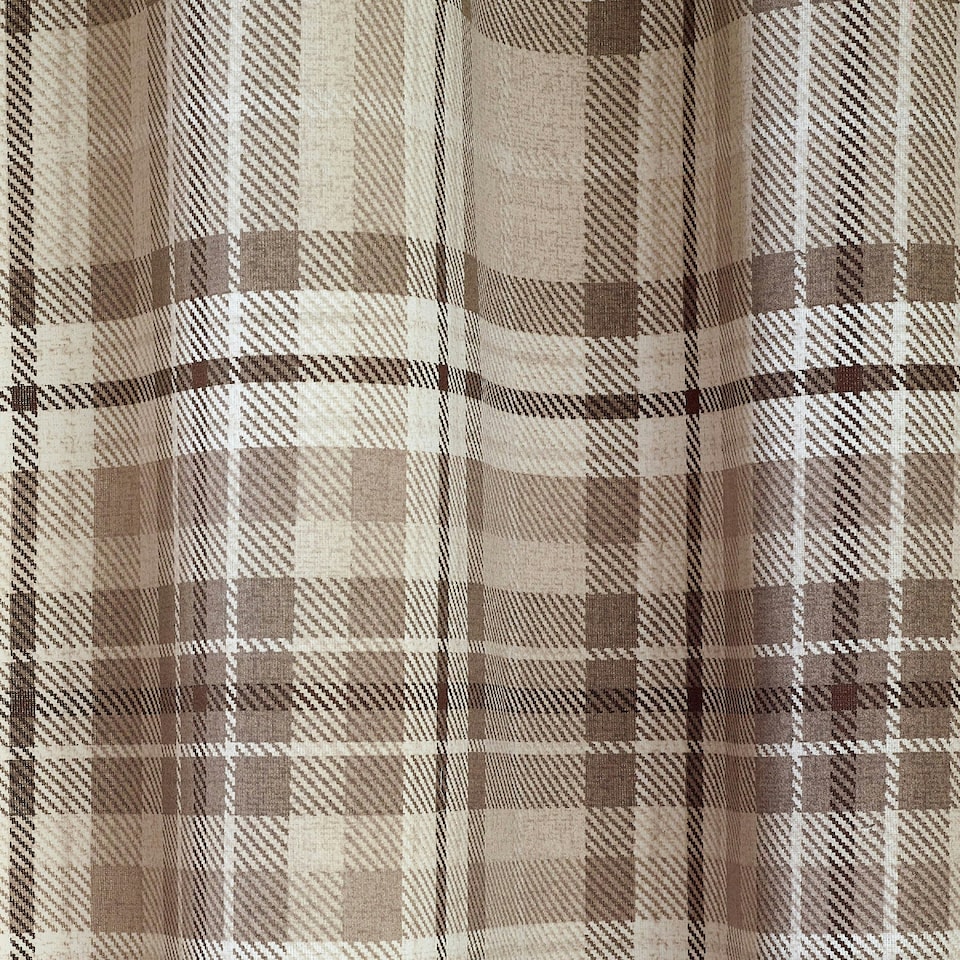 image 1 of Catherine Lansfield Cullen Termal Check Brushed Cotton 66x90 Inch Eyelet Curtains Natural Cream | Natural