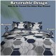 image 6 of VELVETIO Aster Geo Complete Duvet Cover Set with Fitted Sheet Breathable Bedding Quilt Blue | King