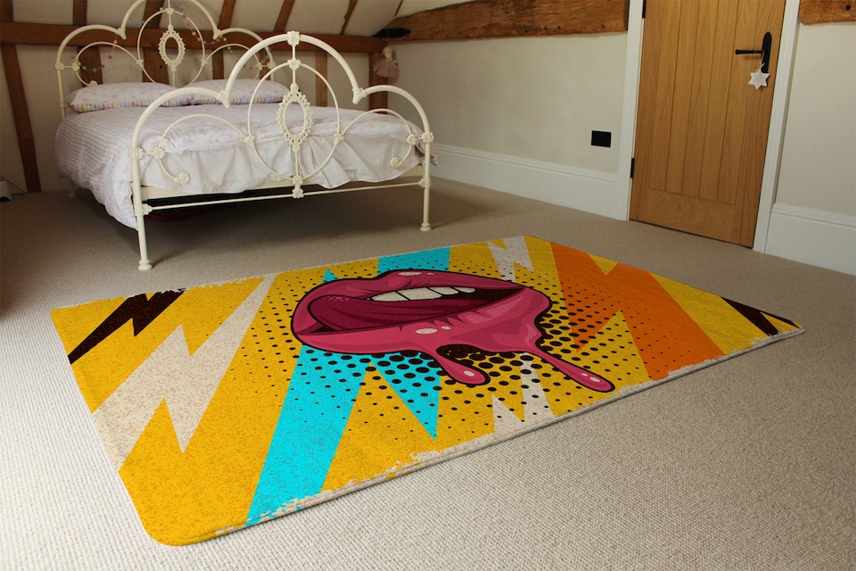 image 1 of Pop Art Retro Vintage Colorful Background Designer Rug | Multi