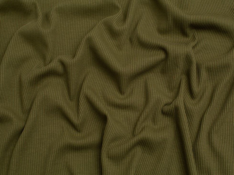 Minerva Core Range Green Cotton Rib Stretch Knit Fabric for Dressmaking, 140cm / 55" Wide - per metre