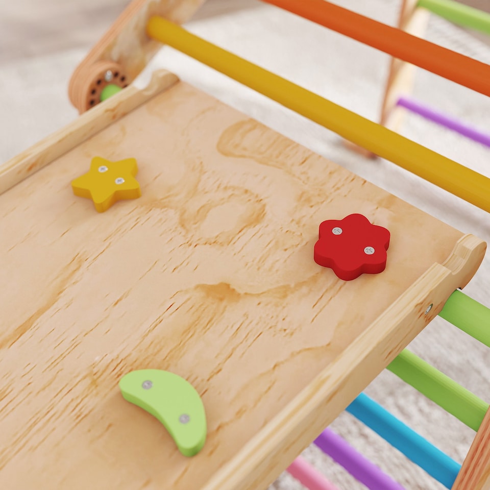 image 1 of AIYAPLAY 9 in 1 Climbing Frame with Ramp, Slide, Arch, Ladder, Blackboard
