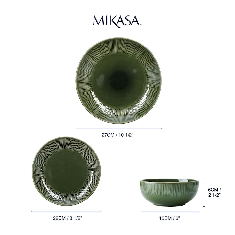 image 1 of Mikasa Dinner Set Green Ceramic 12 Piece