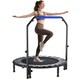image 1 of HOMCOM 48" Foldable Mini Trampoline Fitness Trampoline Rebounder for Adults with Adjustable Foam Handle, for Indoors, Outdoors, Cardio Training, Blue | Blue
