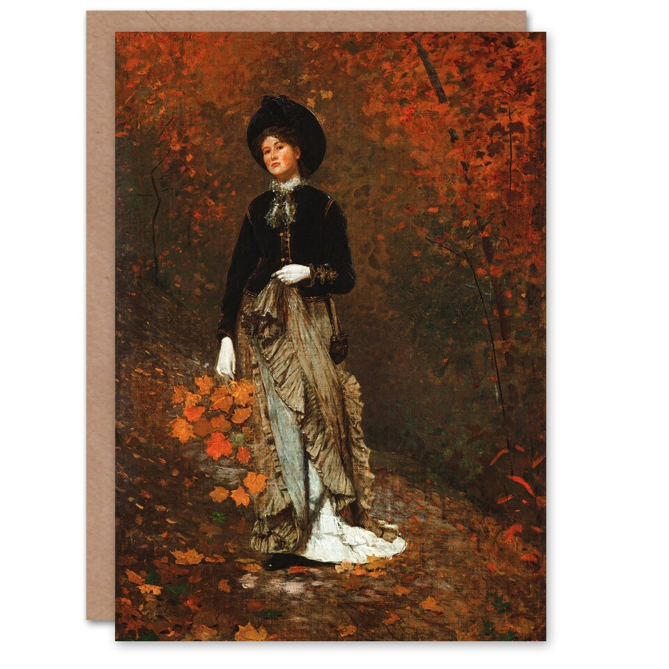 image 1 of Winslow Homer Art Card Autumn Oil Painting Woman Portrait