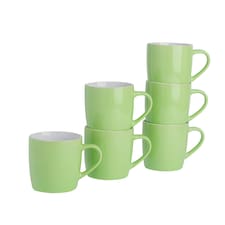 Argon Tableware 6x Coloured Coffee Mugs - Green - 350ml - Tea Mug Latte Mug Cappuccino Mug Drinking Mug Green
