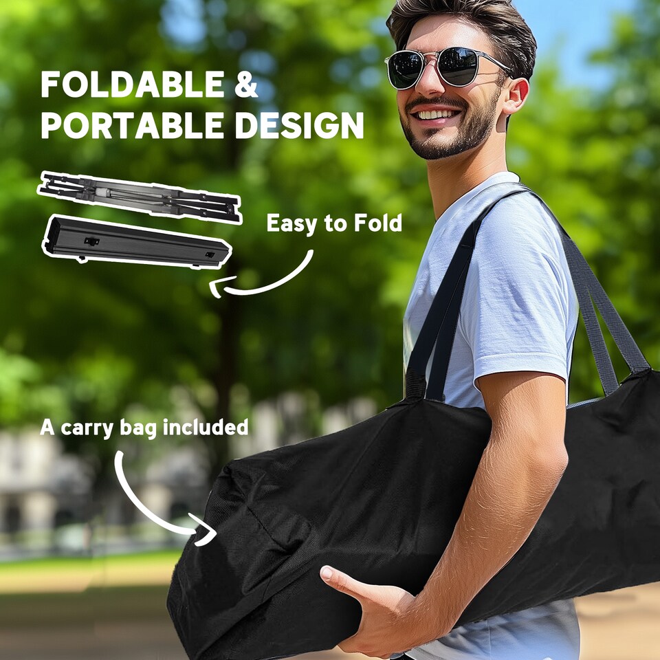 image 1 of Outsunny Folding Camping Table, 90 x 55 cm Height Adjustable Portable Collapsible Table, 3ft Lightweight Aluminium Rollup Picnic Table with Storage Basket for Outdoor Garden Party BBQ, Black | Black | Black | 90L x 55W x 66H cm