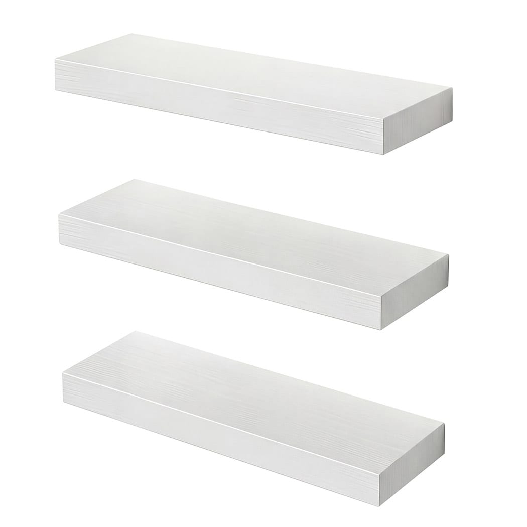 Levede Floating Shelf Wall Storage Screw Mounted Rustic Home Decor 3 PCS White
