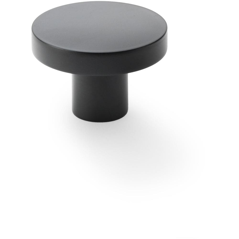 Slim Round Door Knob - Matt Black 38mm Modern Cupboard Cabinet Pull Handle
