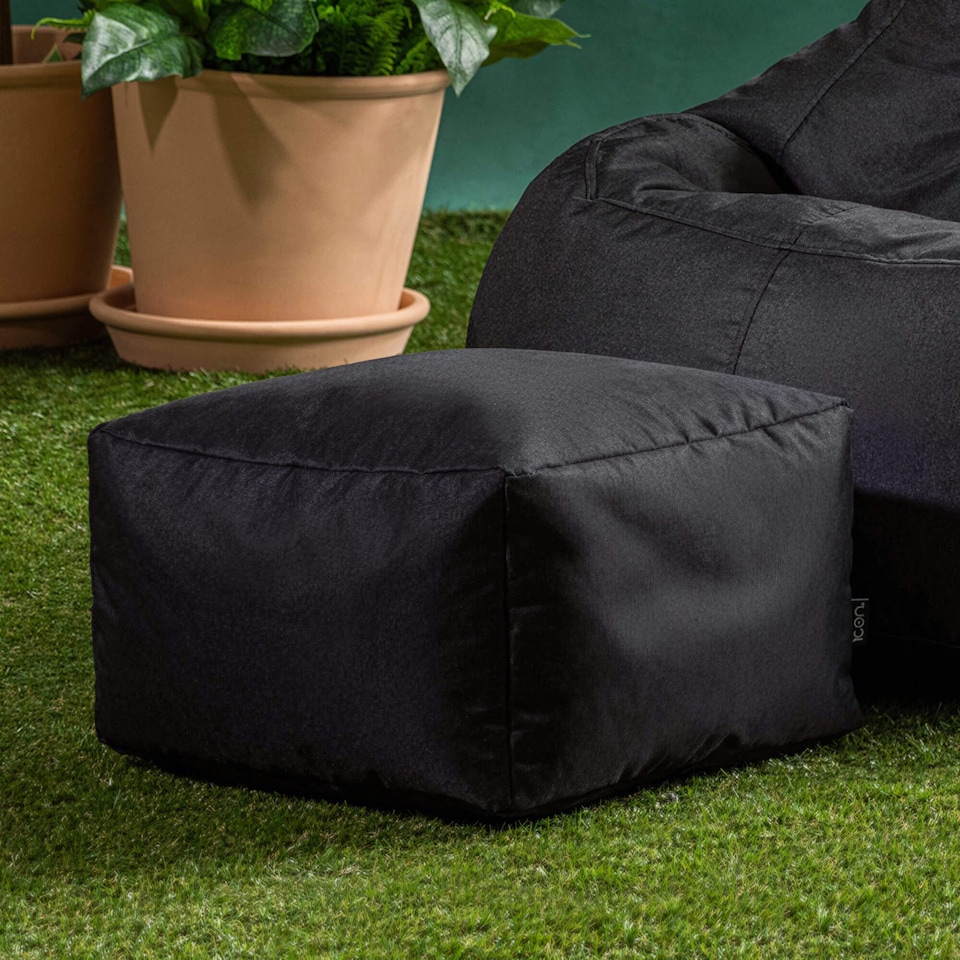 image 1 of icon Kingston Adult Classic Indoor Outdoor Bean Bag & Square Footstool Pouffe Black