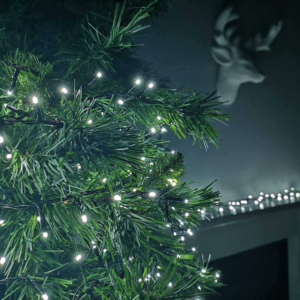 image 1 of 2000 LED 50m Indoor Outdoor Christmas Multi Function Mains Operated String Lights with Timer in Cool White