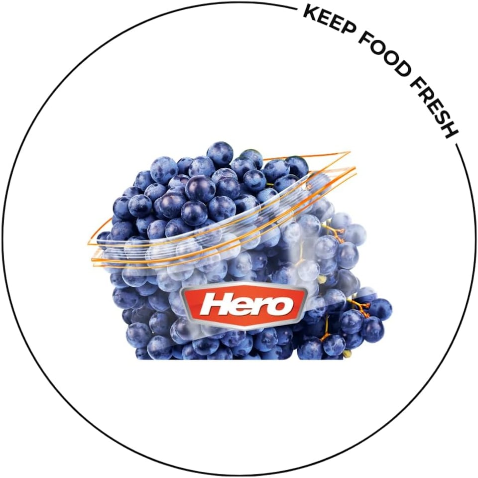 image 1 of Hero Sealable Freezer Bags 1.5L Pack of 15 Large Click Lock Food Storage Bags BPA Free for Fruits, Vegetables and Meal Prep