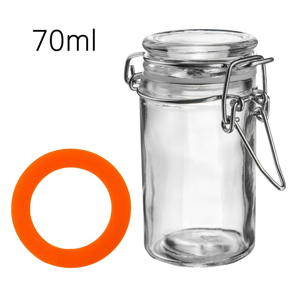 image 1 of Argon Tableware Glass Storage Jar Seals - Small - Orange - Pack of 6