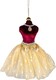 image 1 of Shatchi Burgundy and Gold Ballerina Costume Figure 15cm - Christmas Tree Hanging Decorations Ornaments Pendant