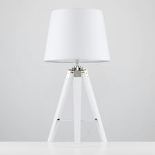 ValueLights Clipper White Tripod Table Lamp With Large White Tapered Shade