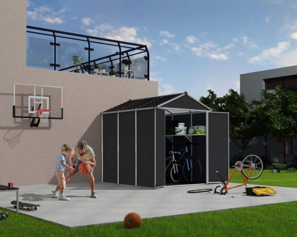 image 1 of Rubicon Shed 6 x 8 Dark - Polycarbonate - L229 x W185 x H217 cm - Dark Grey
