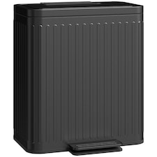 HOMCOM Dual Kitchen Bin, 2 x 20L Double Bin for Recycling and Waste, Fingerprint-proof Pedal Bin with Soft-Close Lid, Removable Inner Buckets, Black | Black | 1