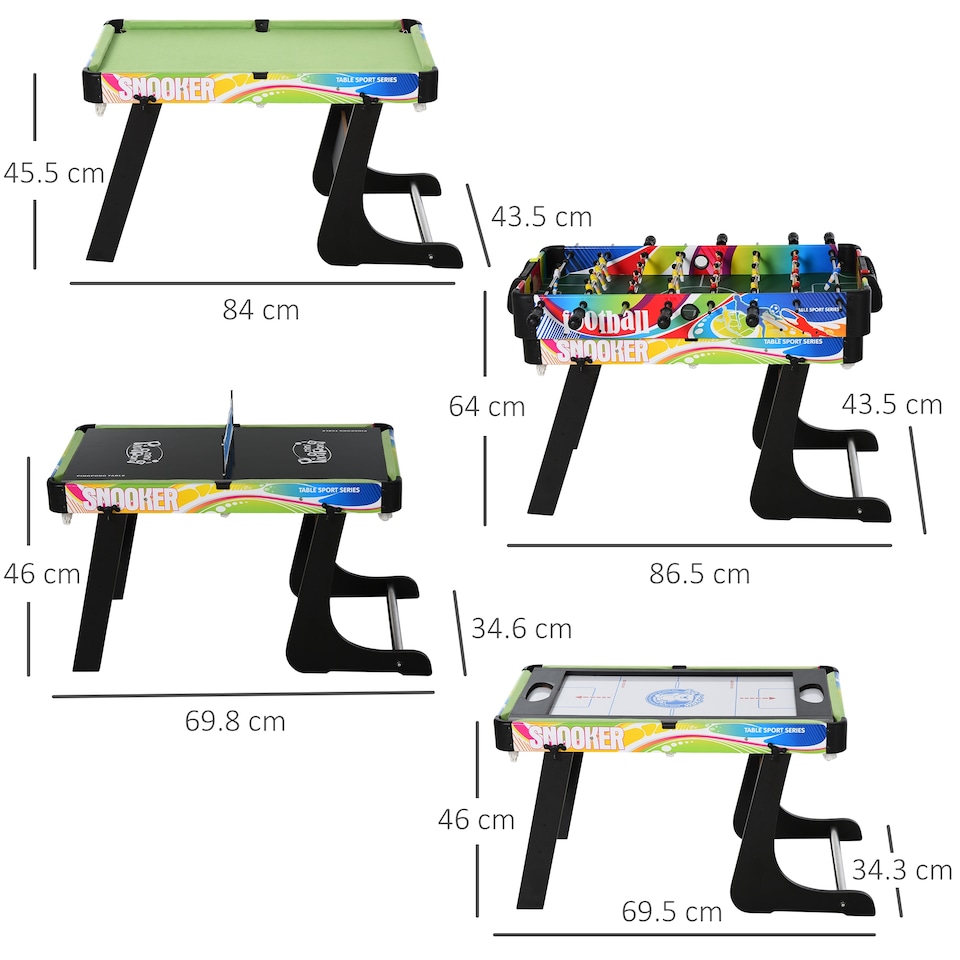 image 1 of HOMCOM 4-in-1 Games Table, Mini Hockey Football Table Tennis Pool Arcade Gaming