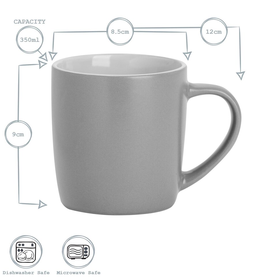 image 1 of Argon Tableware Matt Coloured Coffee Mugs - 350ml - Grey - Pack of 4 | Grey | Grey | 4