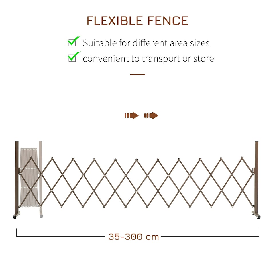 image 1 of Outsunny Aluminum Alloy Movable Fence Foldable Garden Screen Panel, Dark Brown