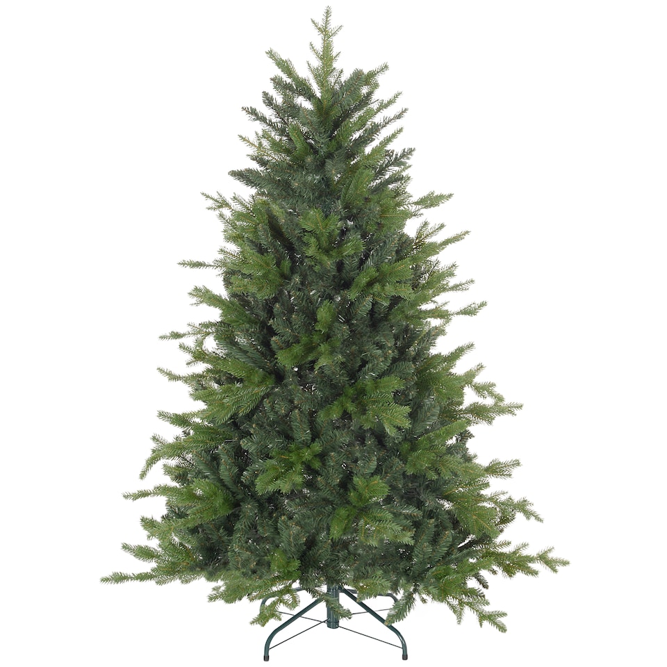 image 1 of HOMCOM 5ft Artificial Christmas Tree with 1309 Tips, Metal Base, Realistic Hinged mas Tree for Home Office, Green