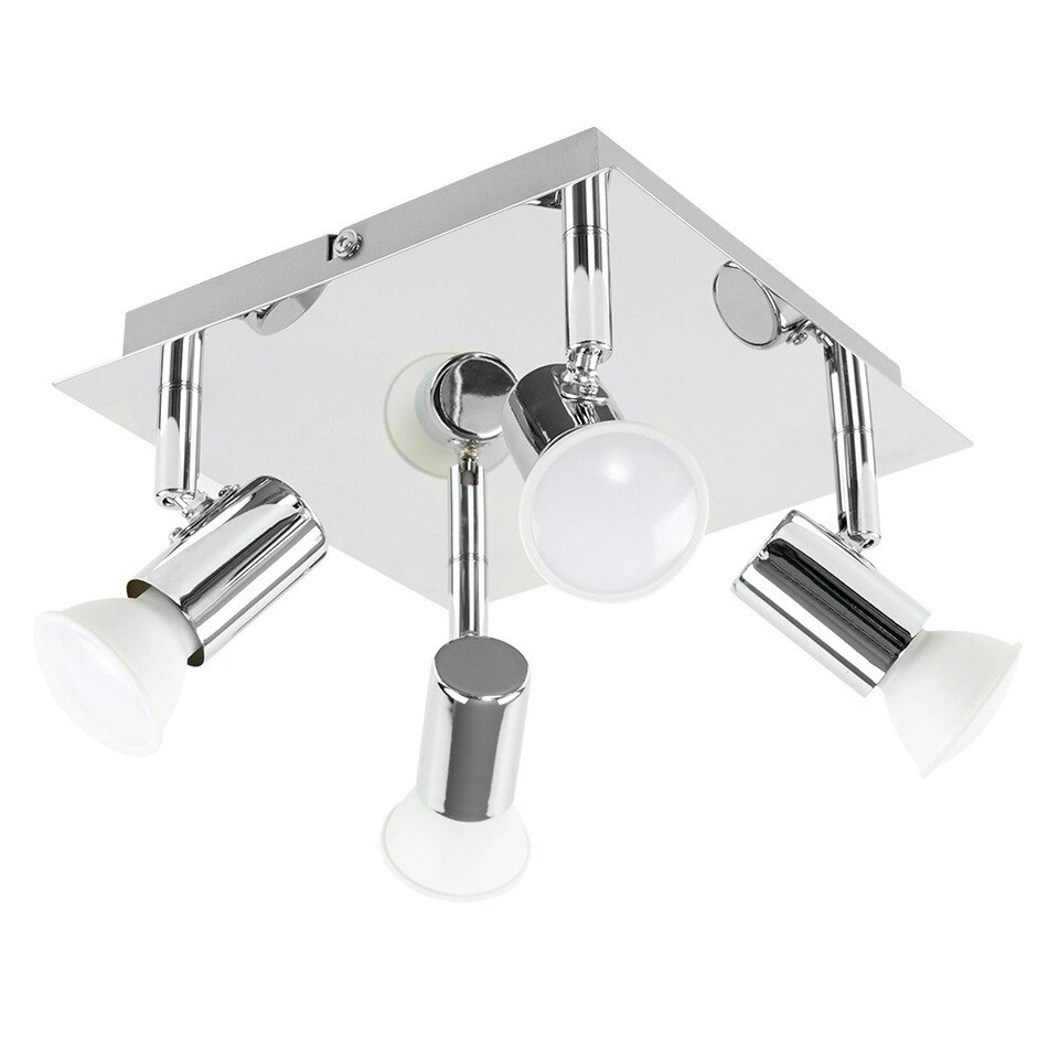 image 1 of ValueLights Modern Square Chrome 4 Way GU10 Ceiling Spotlight