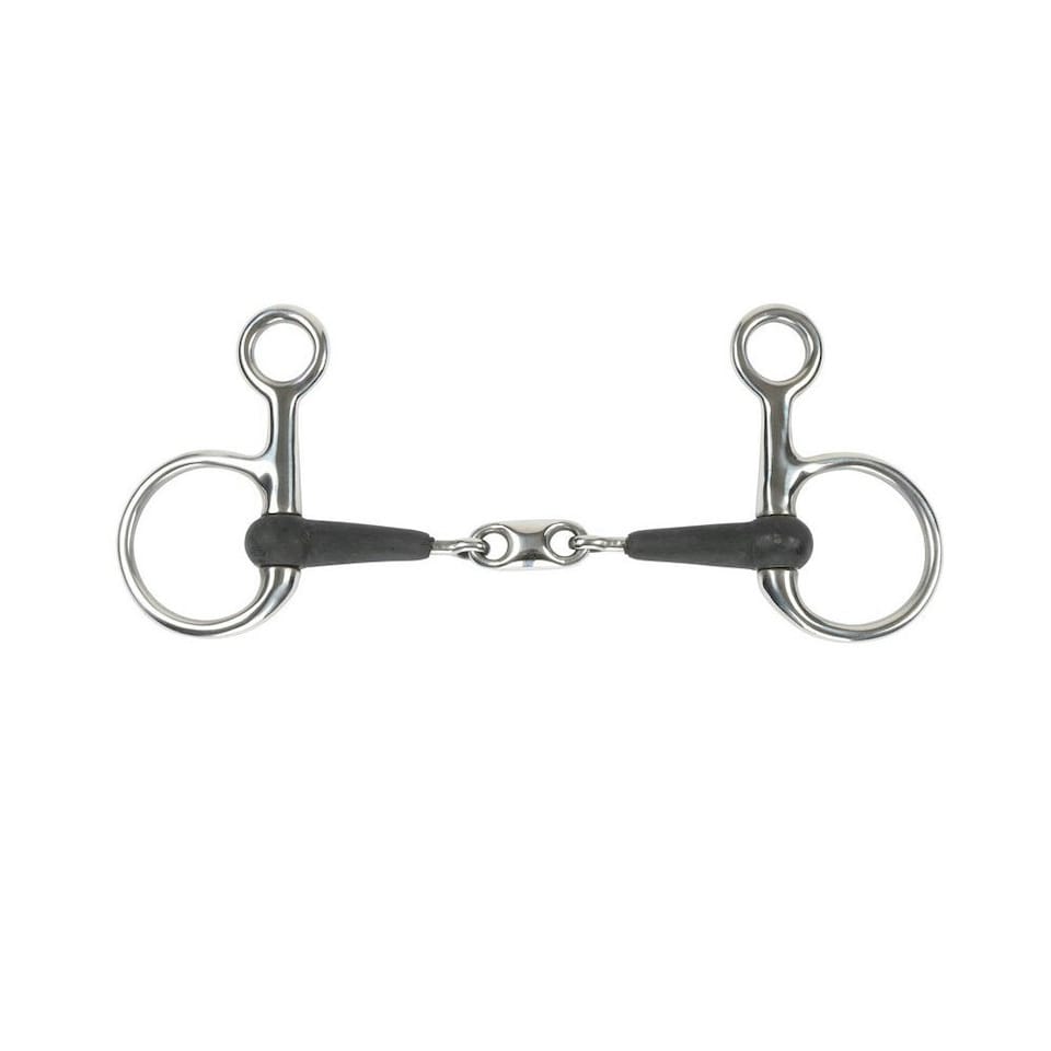 Shires Equikind+ Peanut Link Horse Hanging Cheek Snaffle Bit - Black - 4.5in