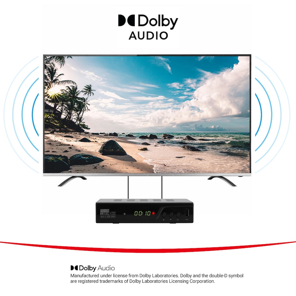 image 1 of Twin Tuner PVR Freeview HD Set Top Box- Record 2 Channels Simultaneously- 256GB SSD Storage, USB PVR & Media Player- August DVB502