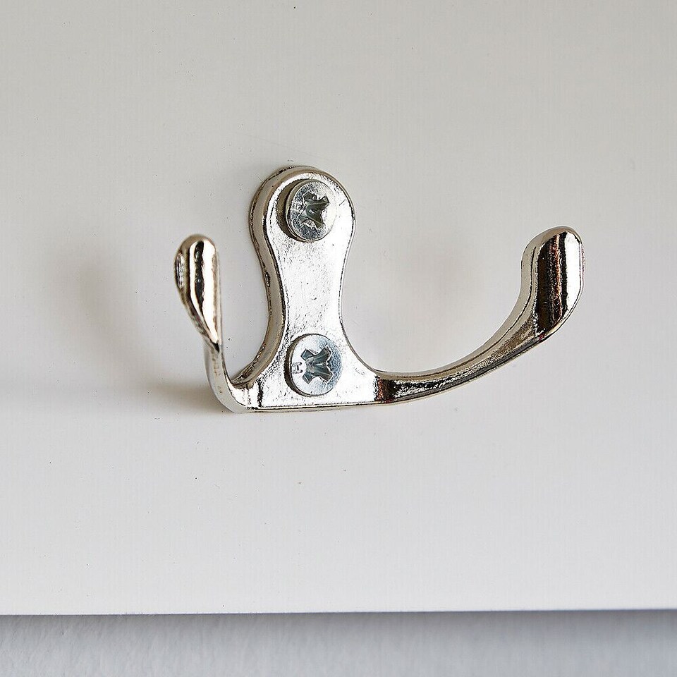 image 1 of Coat Hook Wall Mounted Unit 2 Open Shelves 4 Robe Hooks Bathroom Hallway | White